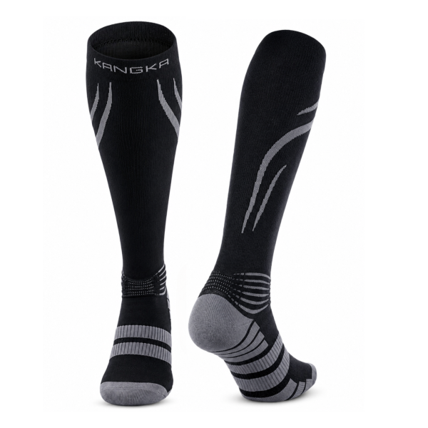 KANGKA Max2108 Compressiesokken met 20-30 mmHg voor Hardlopen en Fitness – Zwart