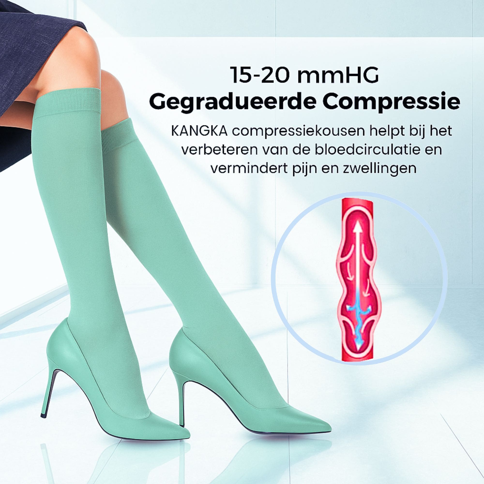 MF2102 Compressiekousen met 15-20mmHg (Klasse I) - Saga Green - Afbeelding 4